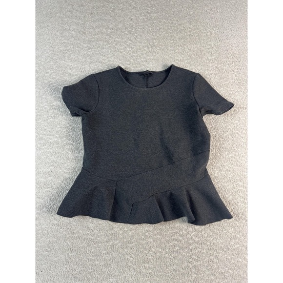 Tops - J.Crew Shirt Womens Small Gray Peplum Short Sleeve Asymmetrical Ruffle Hem Top